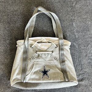 NFL Dallas Cowboys Football Grey Sweatshirt Tote Bag, Drawstring, Cotton/Poly